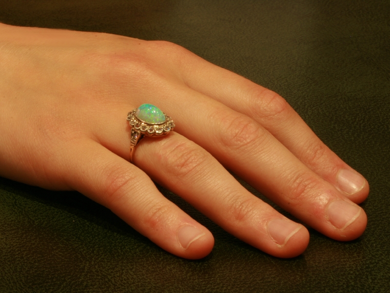 Vintage opal engagement ring diamonds setting (image 9 of 9)